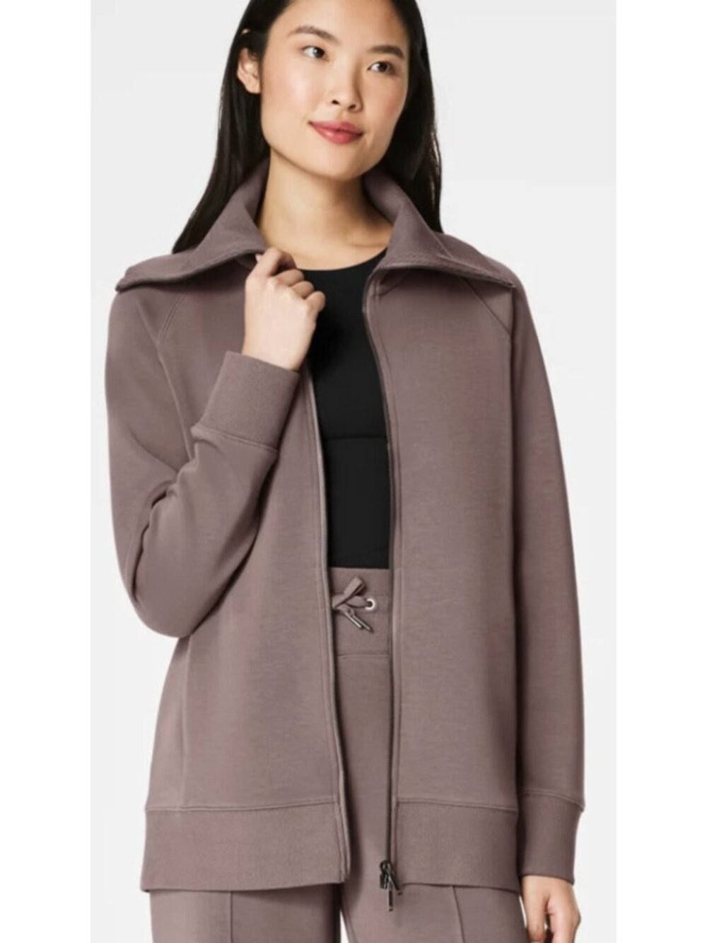 SPANX Zip-Front Jacket In Taupe